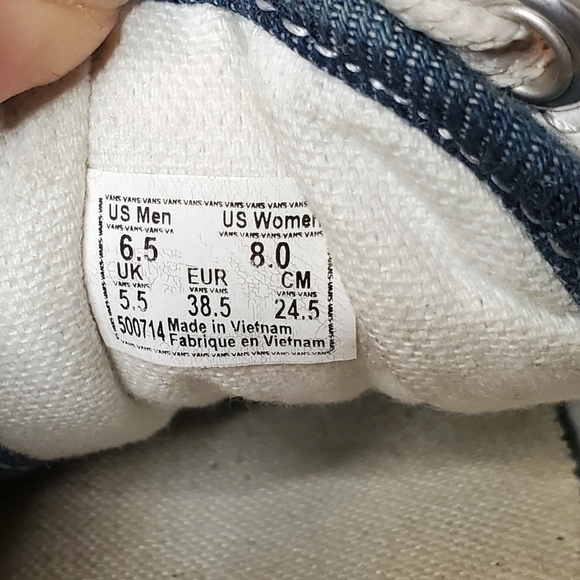 31) VANS Off The Wall Low Acid-wash Denim Platform Sneakers Sz. M's 6½ W's 8 - Picture 7 of 8